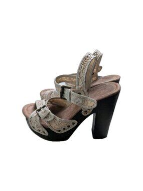 Candies Platform Heels Vintage Y2K Boho Lace Wood Block Studded Cottagecore Sz 7